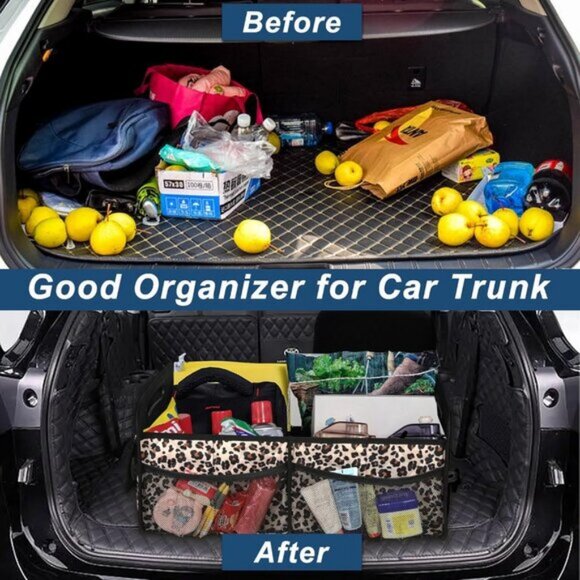 🆕Men Leopard Print Car Organizer Storage with 6 Pocket Accessoriesizer Trunk - Picture 8 of 9
